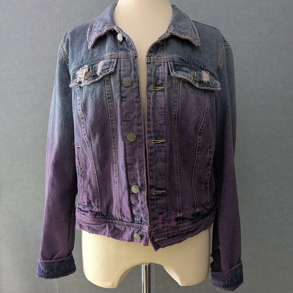 Free People Purple Fade Women's Denim Jacket Sz 12